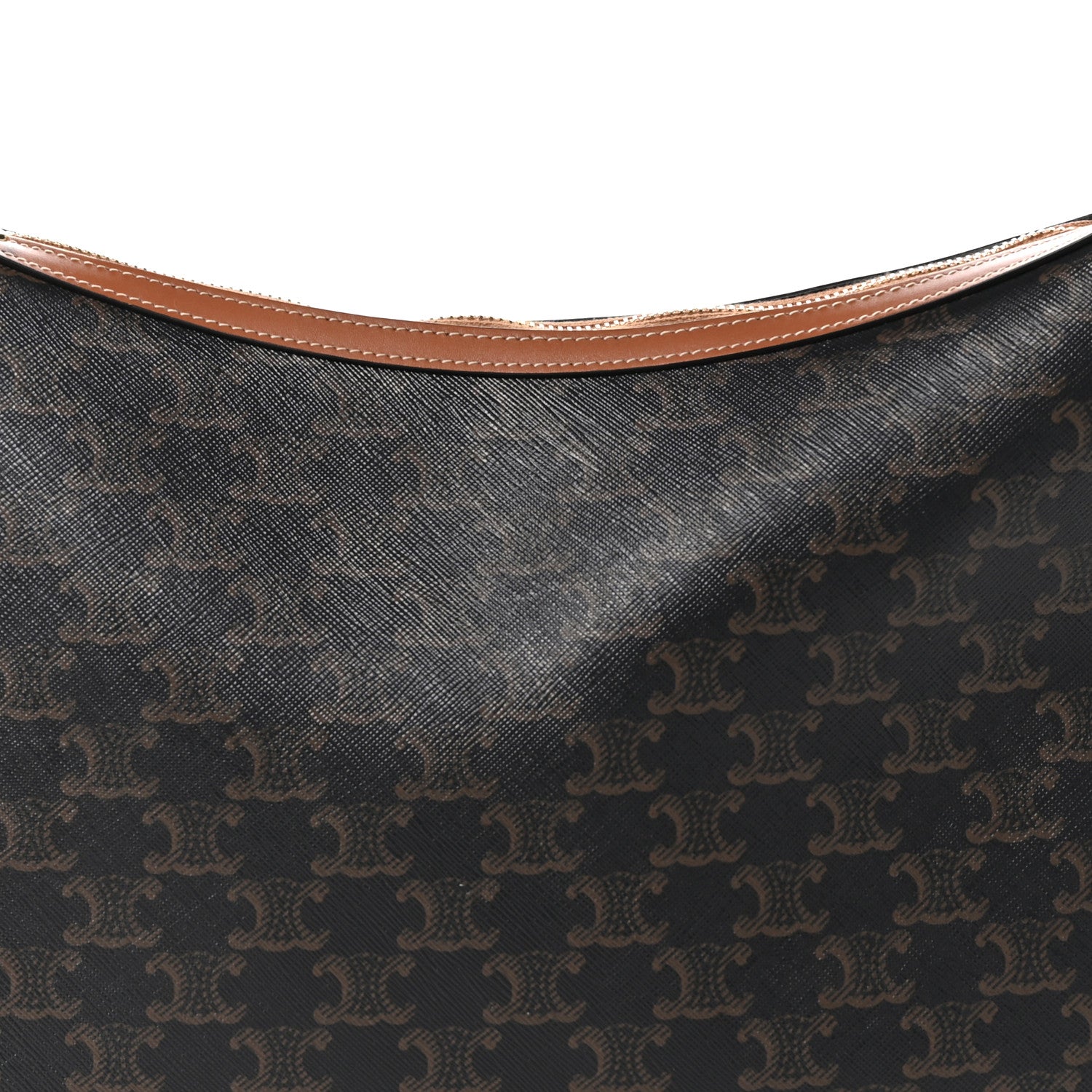 Celine Calfskin Triomphe Canvas Heloise Shoulder Bag Tan 8 of 10