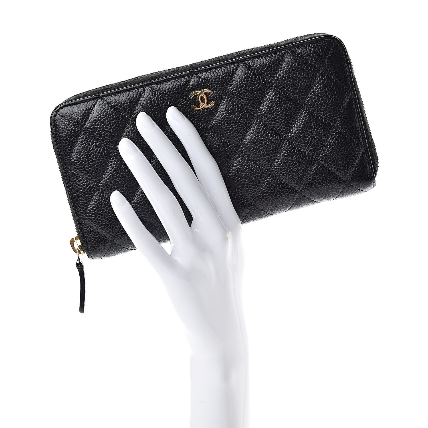 Chanel Caviar Quilted Large Gusset Zip Around Wallet Black 2 of 9