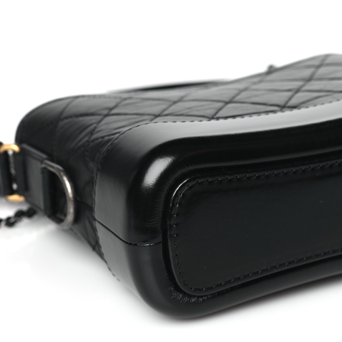 Aged Calfskin Quilted Small Gabrielle Hobo Black