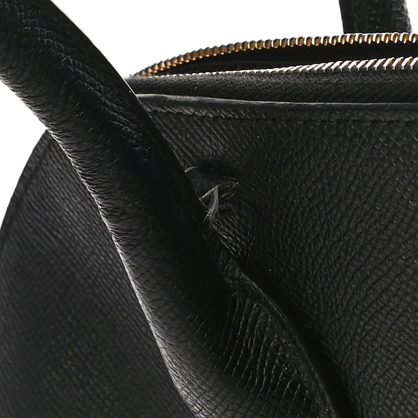 Signature Grained Calfskin Logo M Ville Top Handle Bag Black