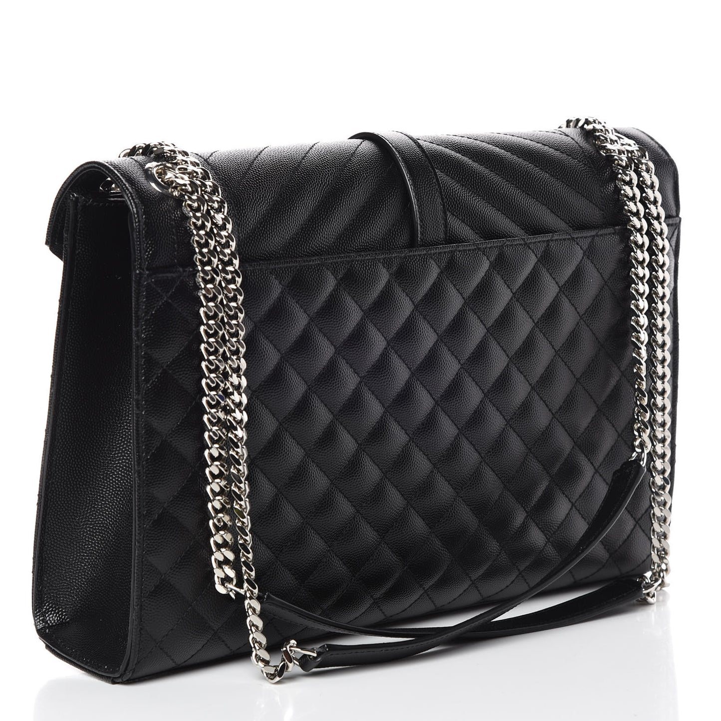 Grain De Poudre Textured Mixed Matelasse Large Triquilt Monogram Satchel Black