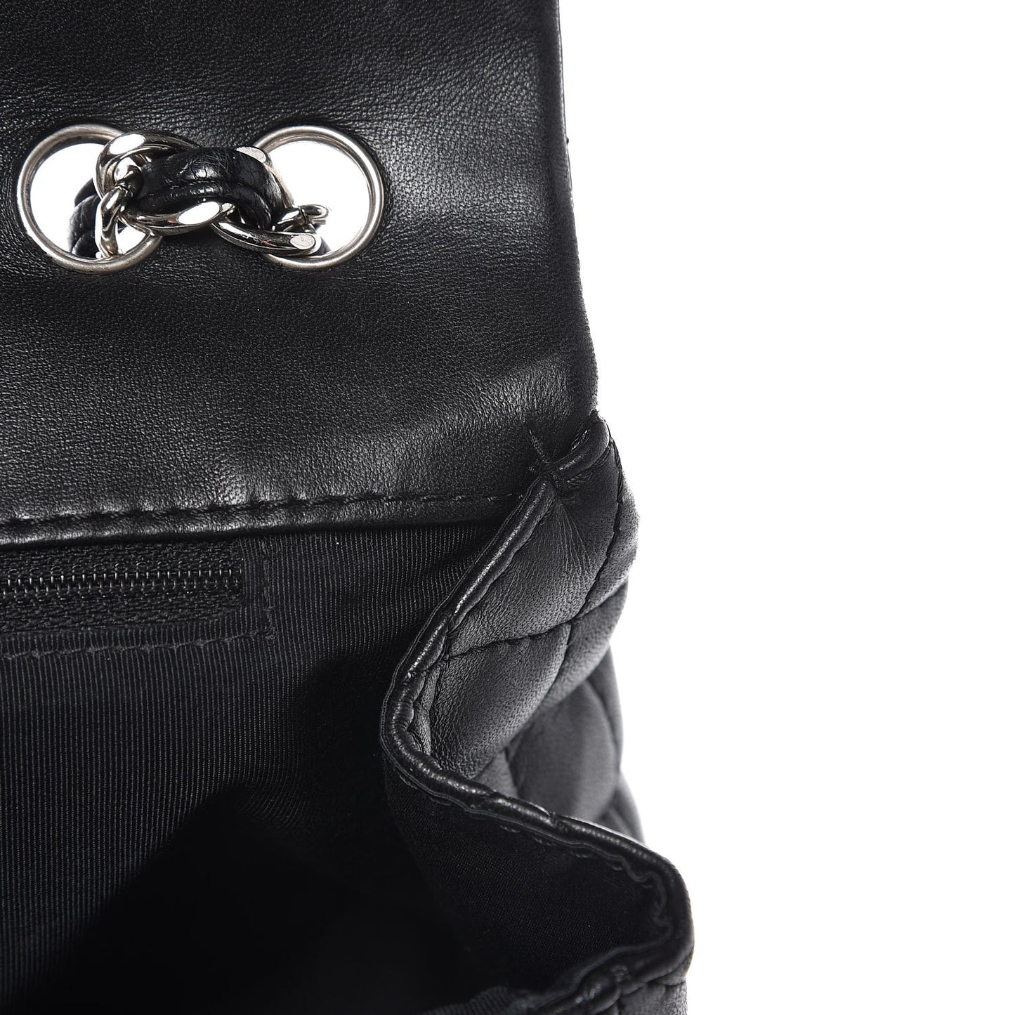 Lambskin Chevron Quilted Large Surpique Flap Black