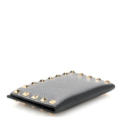 Valentino Garavani Pebbled Calfskin Rockstud Coin Case Card Holder Black 4 of 9