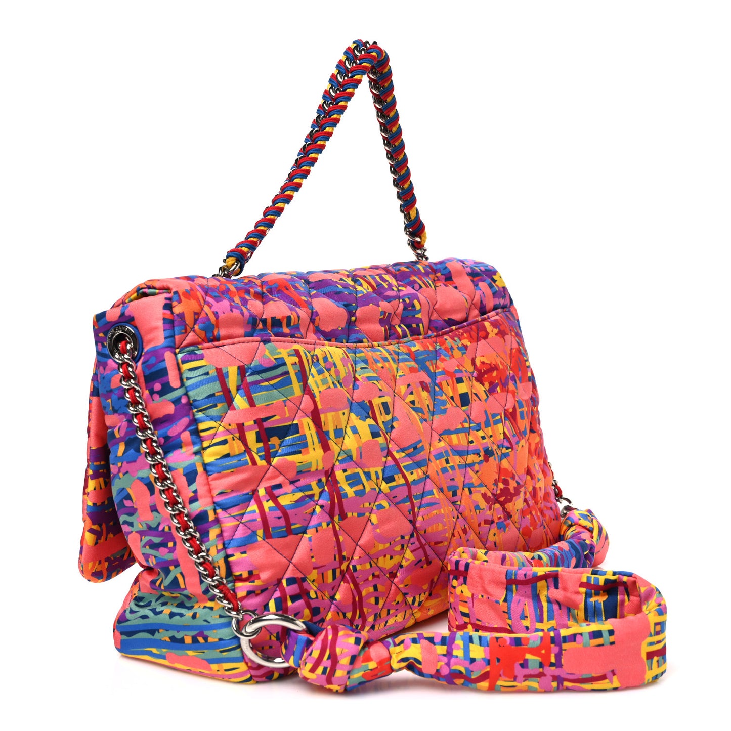 Foulard Fabric Quilted Printed Flap Pink
