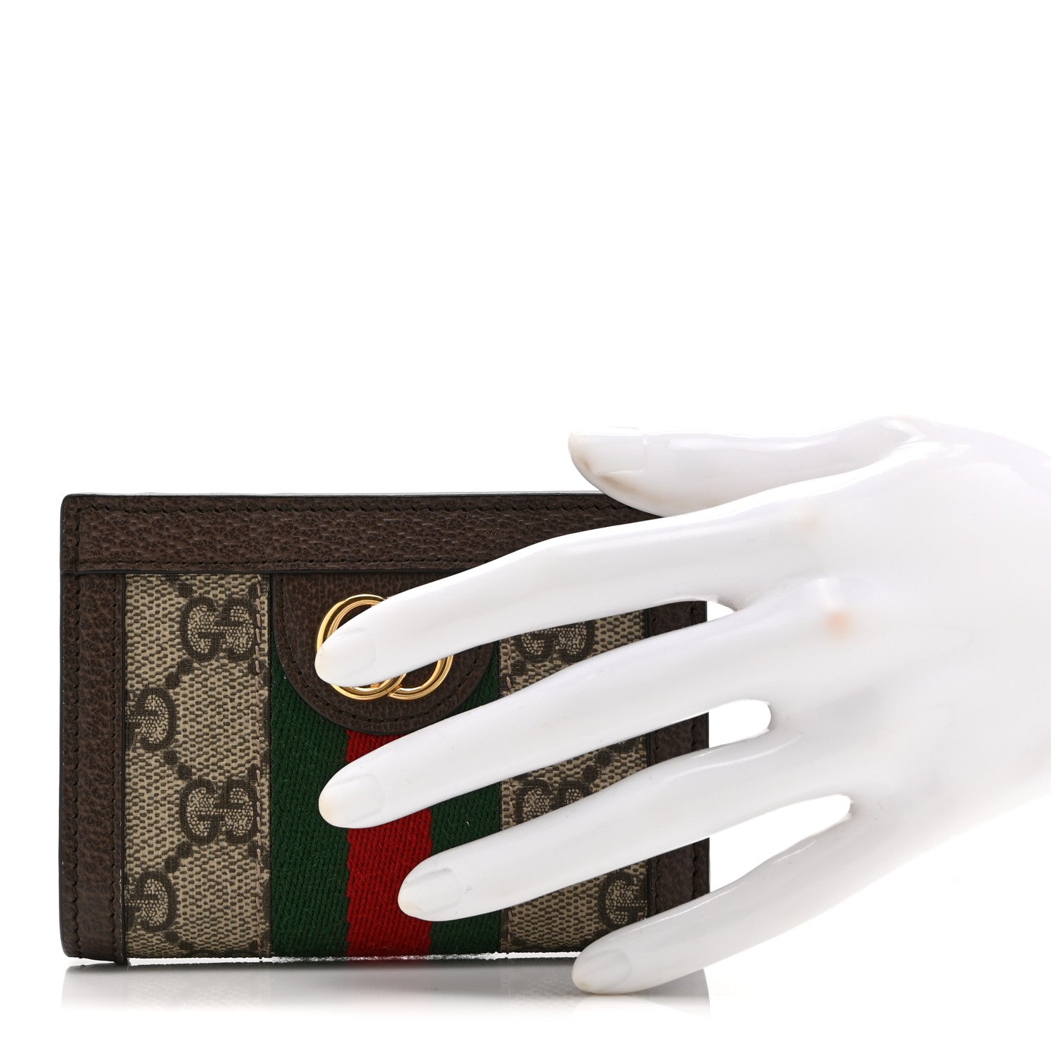 Gucci GG Supreme Monogram Web Ophidia Card Case Beige New Acero 2 of 12