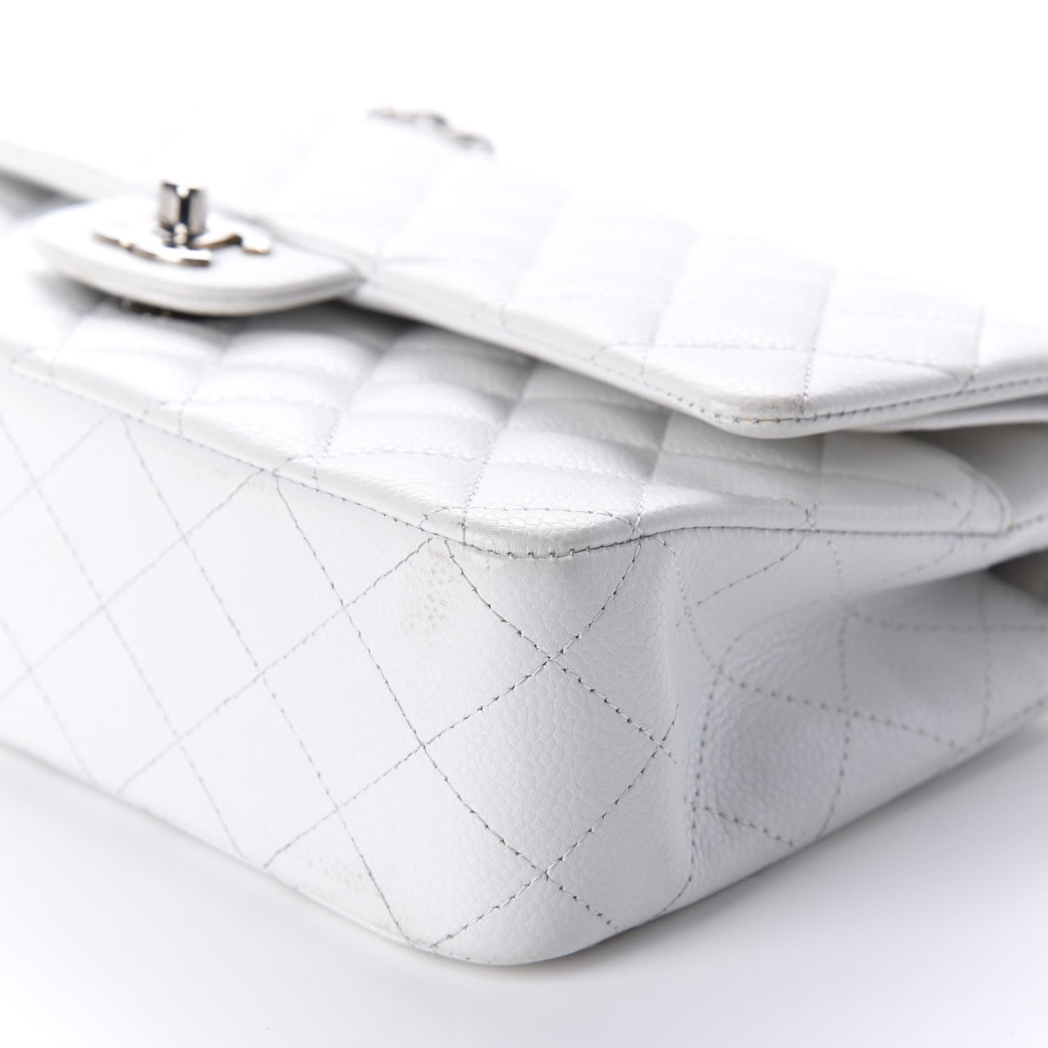 Chanel Caviar Quilted Medium Double Flap White 7 of 11