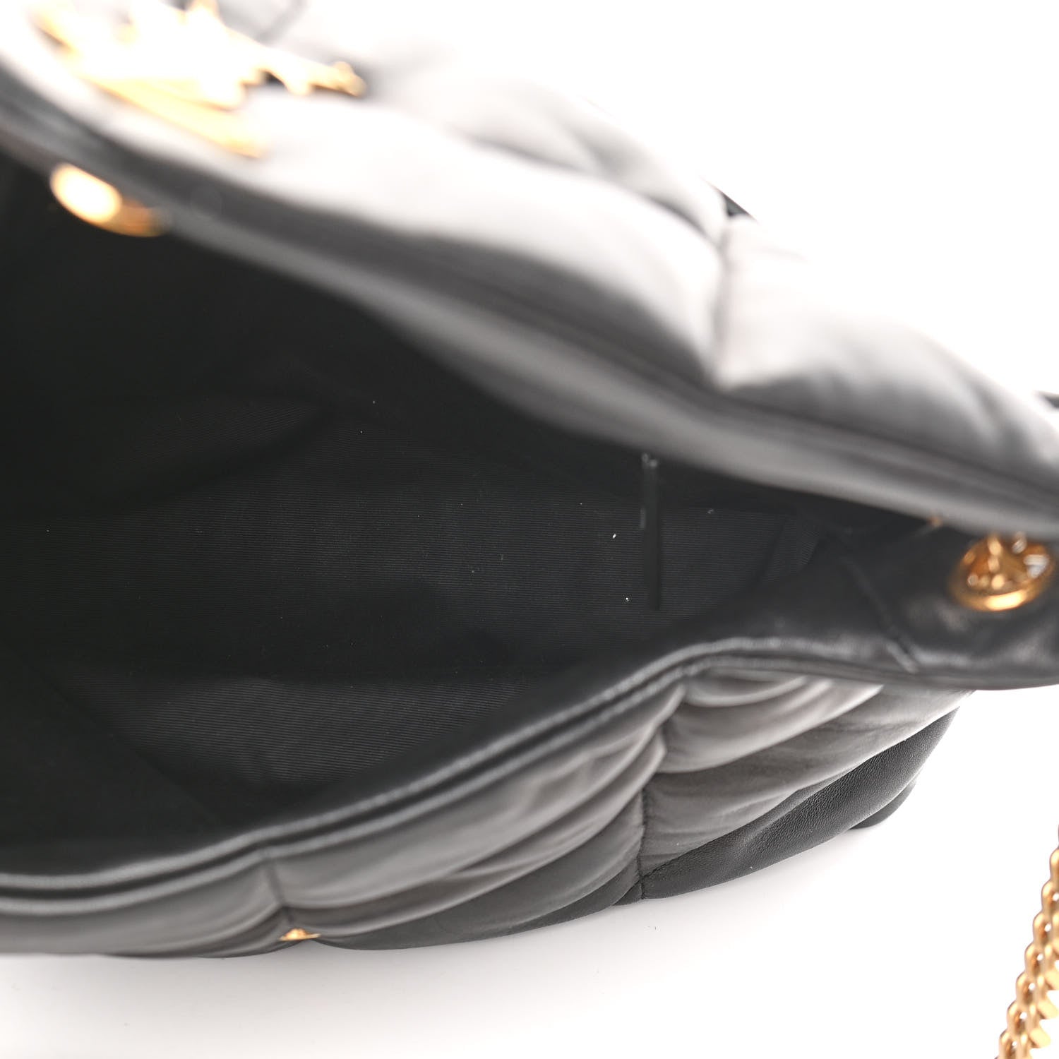 Saint Laurent Lambskin Quilted Medium Loulou Puffer Monogram Chain Satchel Black 5 of 9