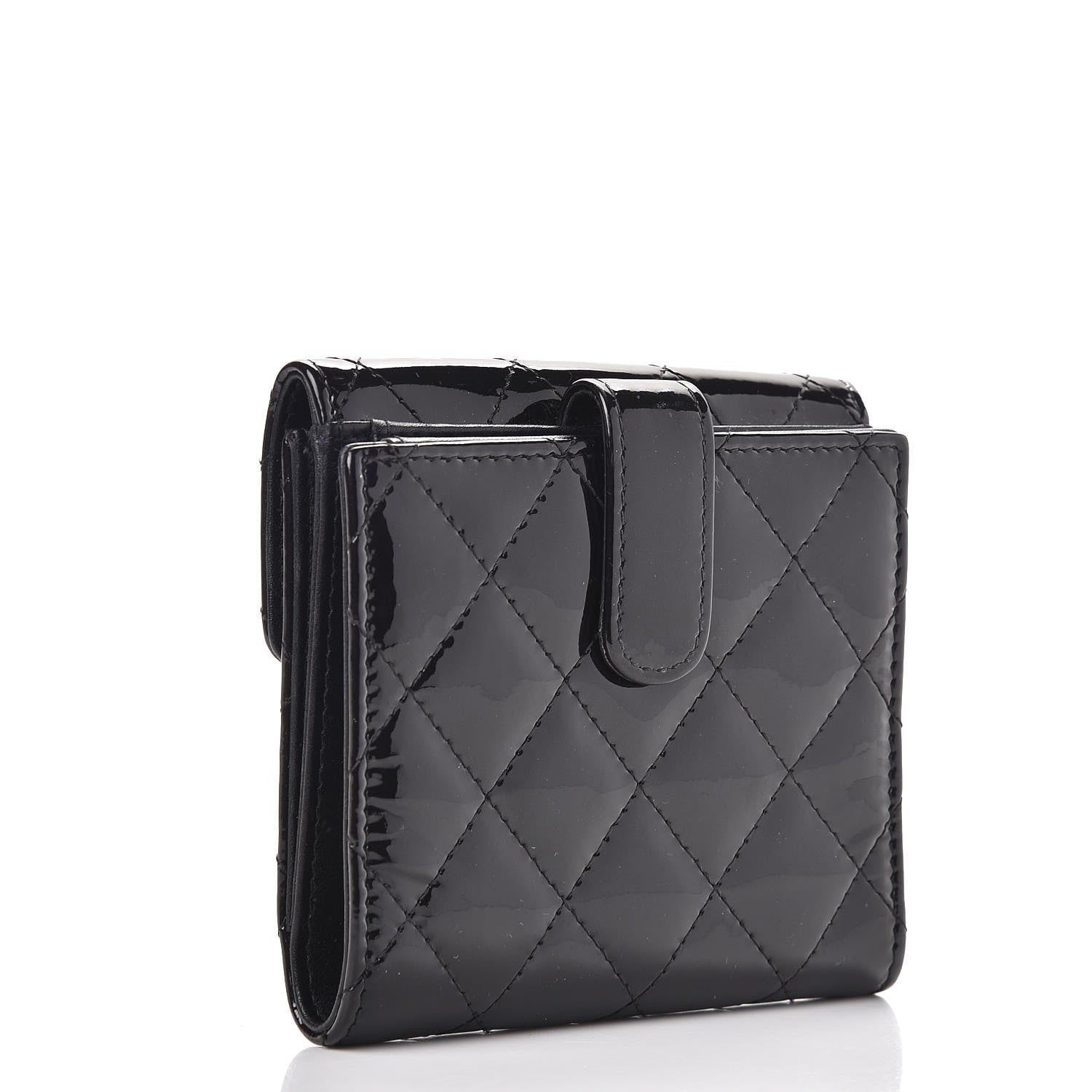 Chanel Patent Quilted Brilliant Compact Wallet Black 3 of 8
