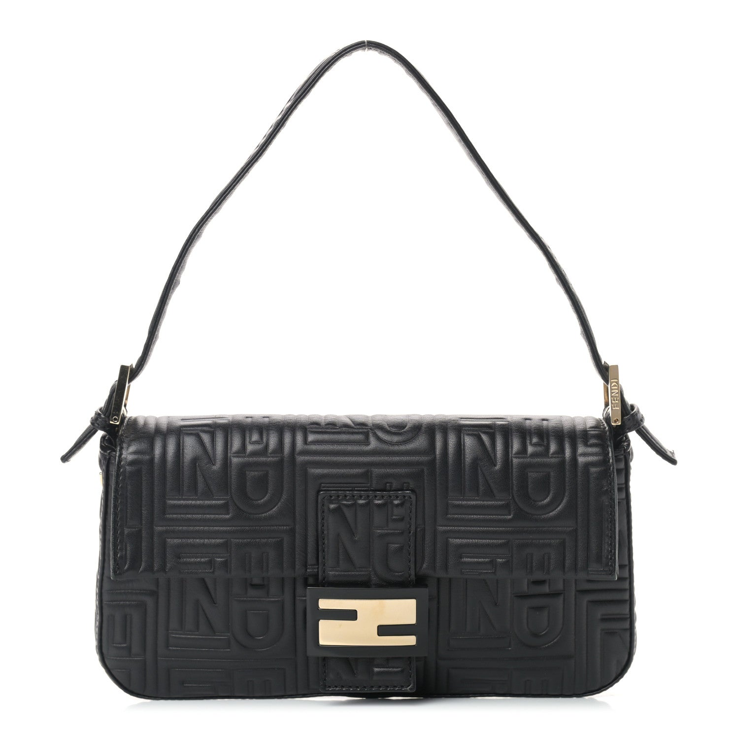 Fendi Nappa Logo Embossed Baguette Black 1 of 10
