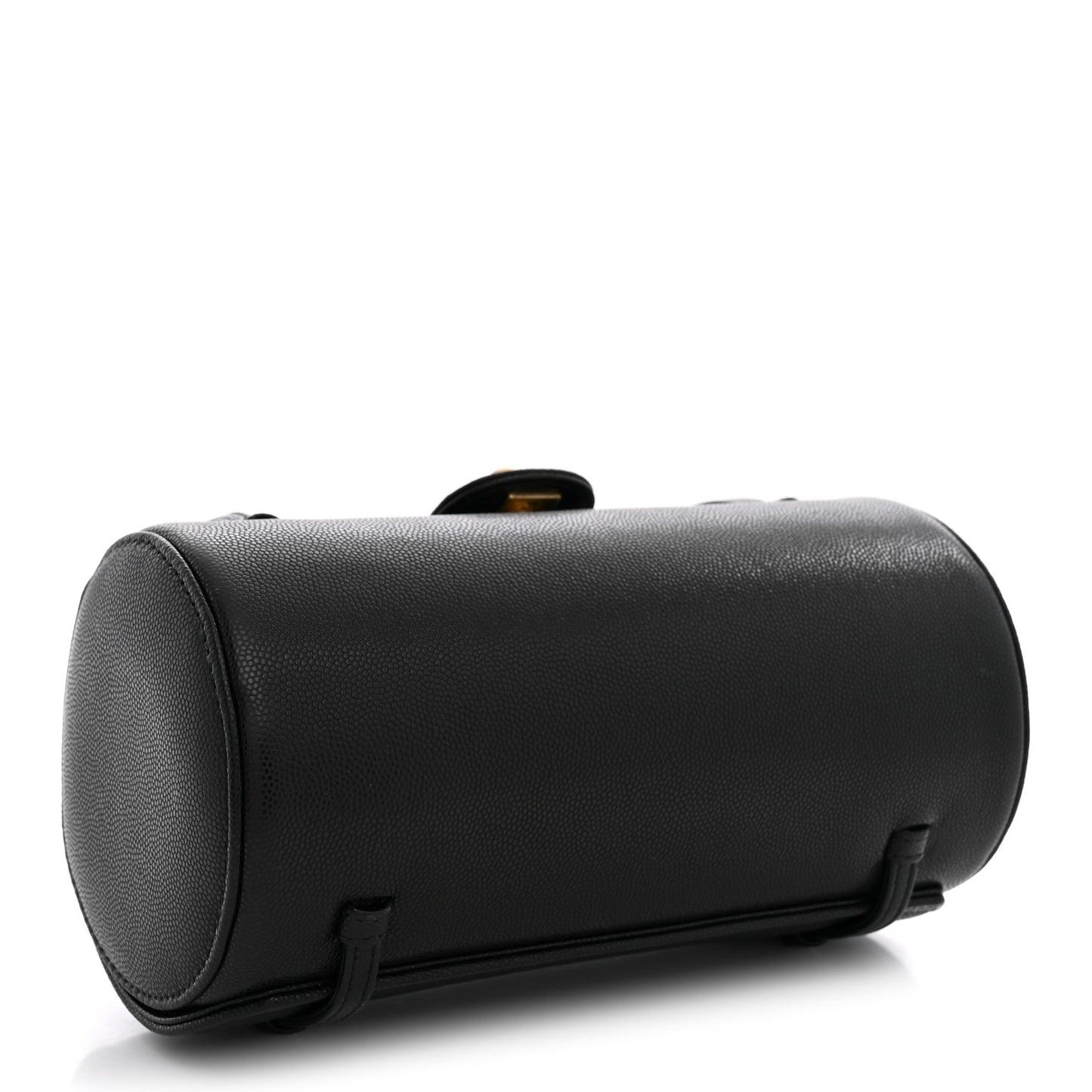 Shiny Caviar Preppy Coco Small Bowling Bag Black