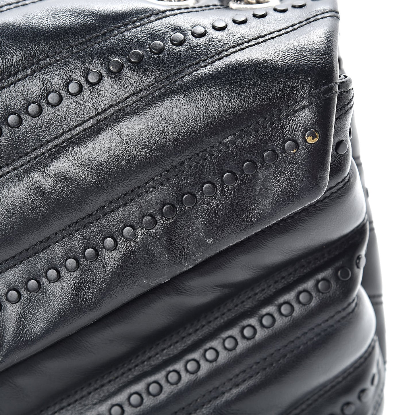Calfskin Y Quilted Studded Monogram Small Loulou Chain Satchel Black