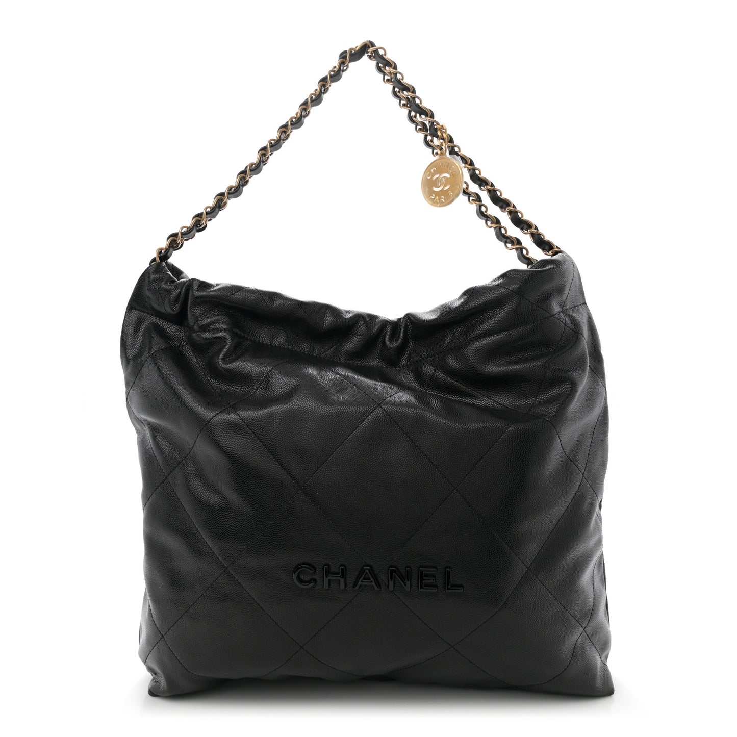 Shiny Caviar Quilted Monochrome Chanel 22 Black