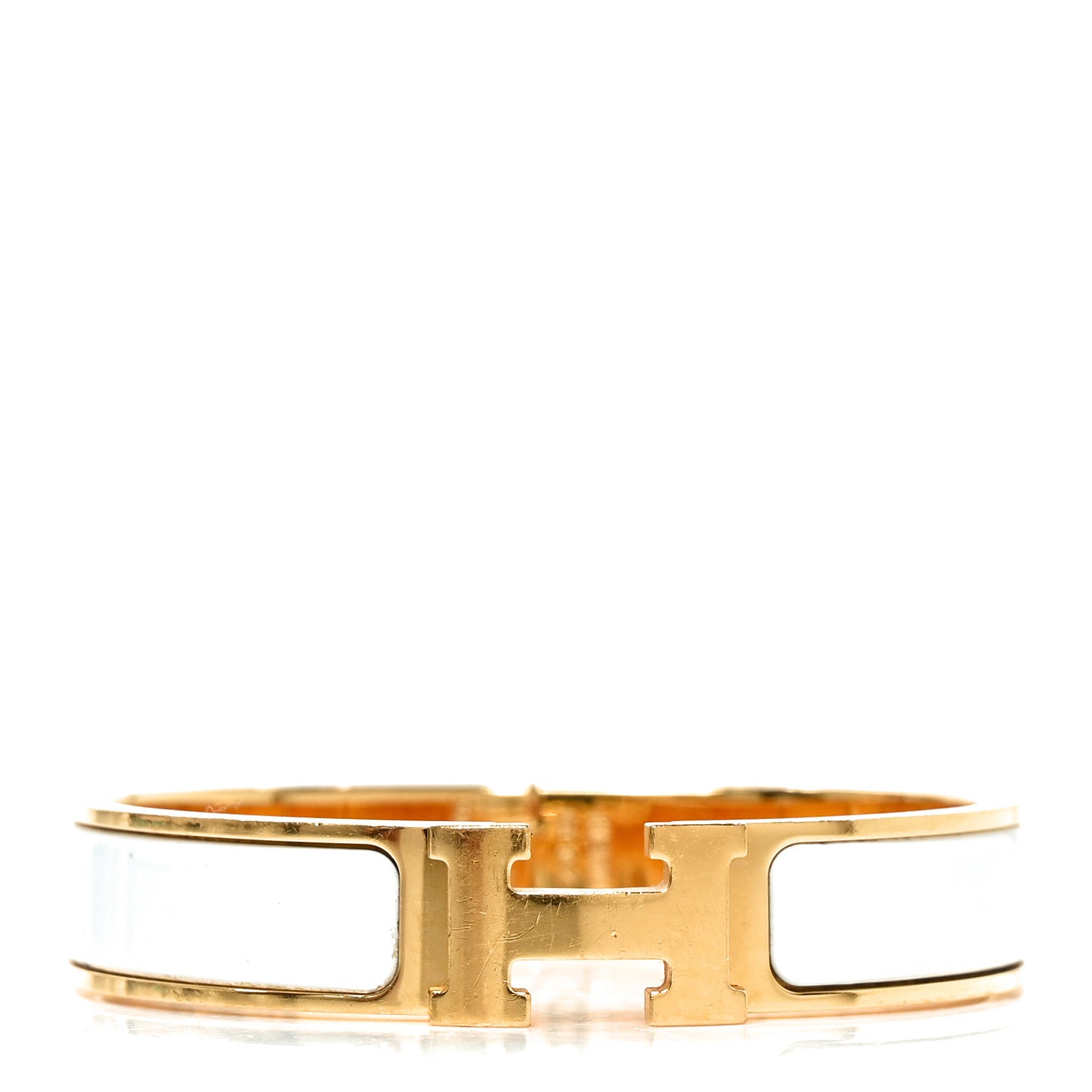 Hermes Enamel Narrow Clic Clac H Bracelet PM White 1 of 4