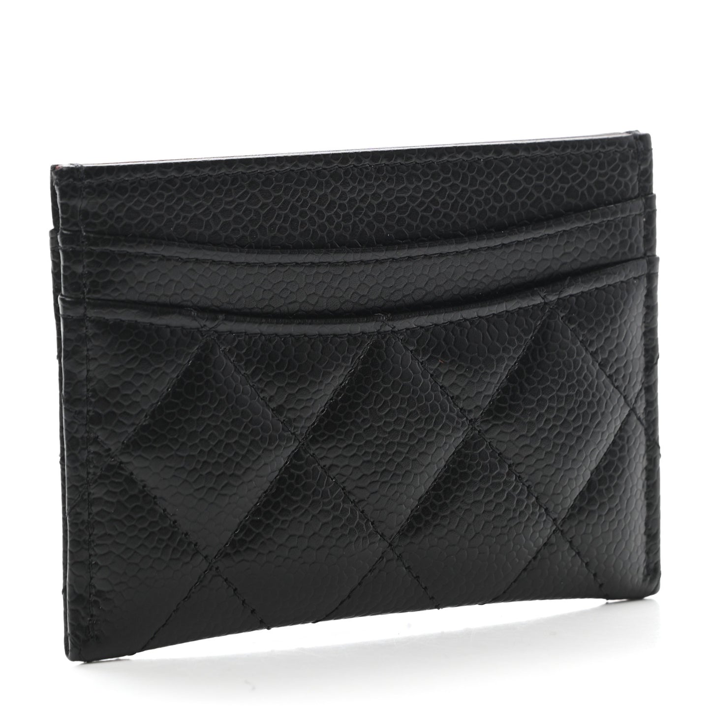 Caviar Quilted Card Holder Black