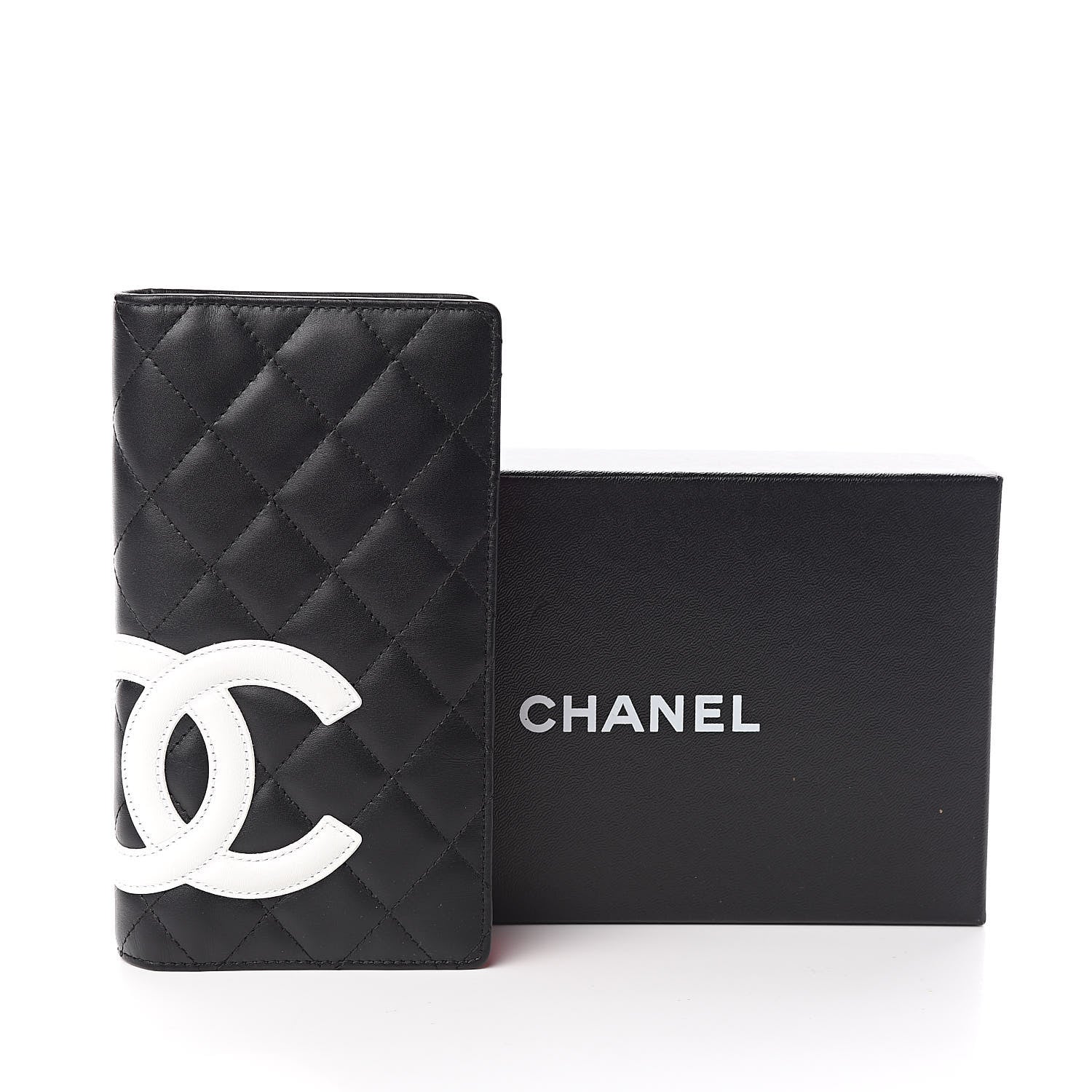 Chanel Calfskin Quilted Cambon Yen Wallet Black White 9 of 9