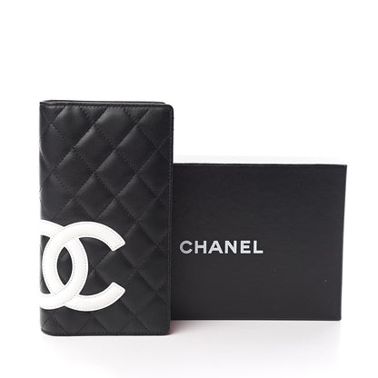Chanel Calfskin Quilted Cambon Yen Wallet Black White 9 of 9