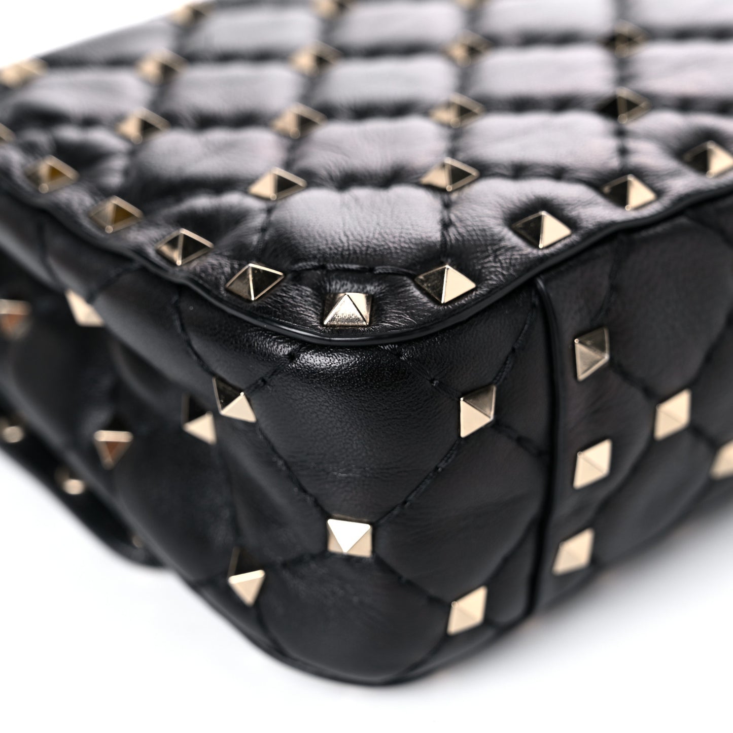 Lambskin Small Rockstud Spike Shoulder Bag Black