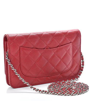 Chanel Caviar Quilted Wallet On Chain WOC Red 2 of 11