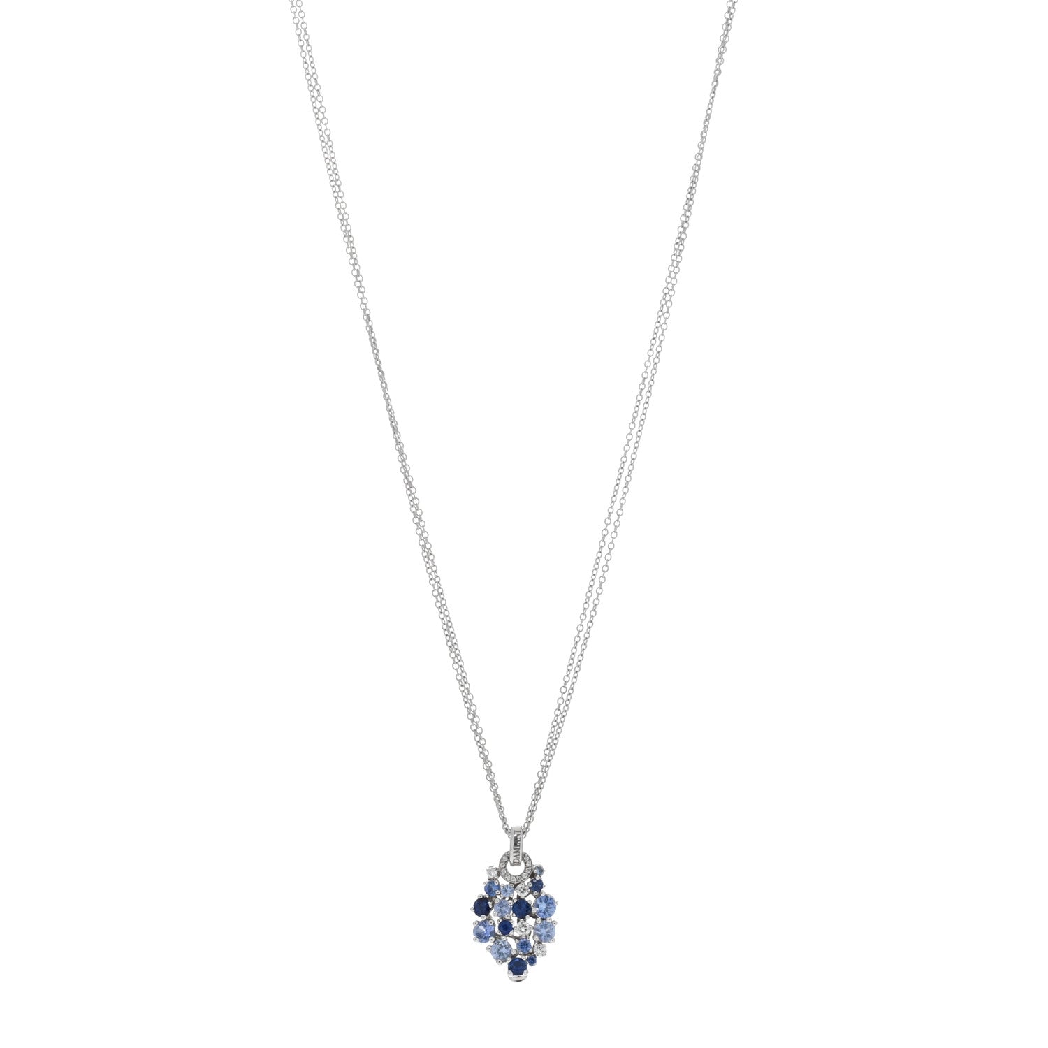 Damiani 18K White Gold Diamond Blue Sapphire Pendant Necklace 1 of 4