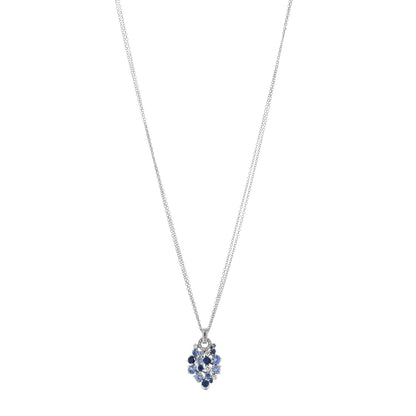 Damiani 18K White Gold Diamond Blue Sapphire Pendant Necklace 1 of 4