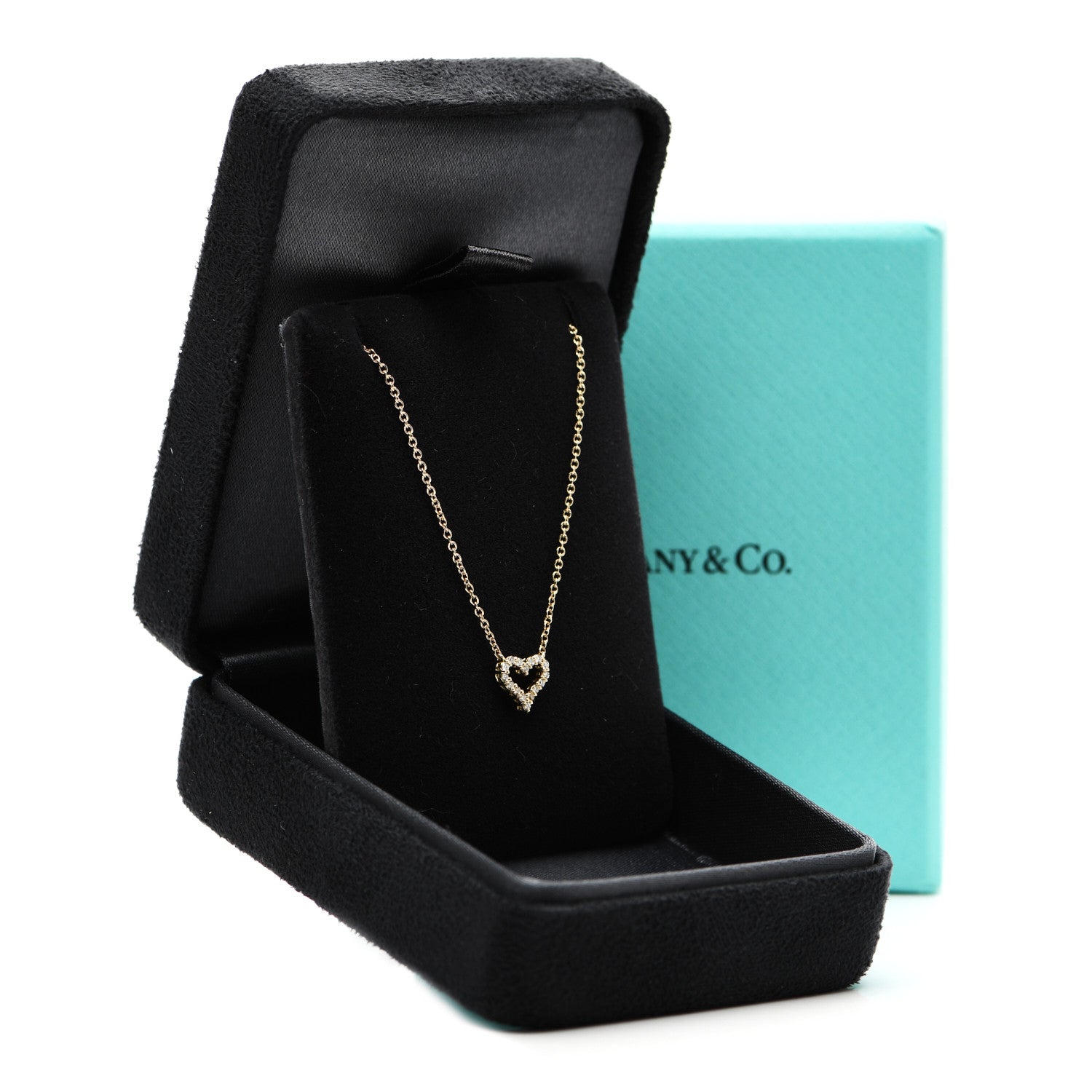 Tiffany 18K Yellow Gold Diamond Extra Mini Heart Pendant Necklace 5 of 5
