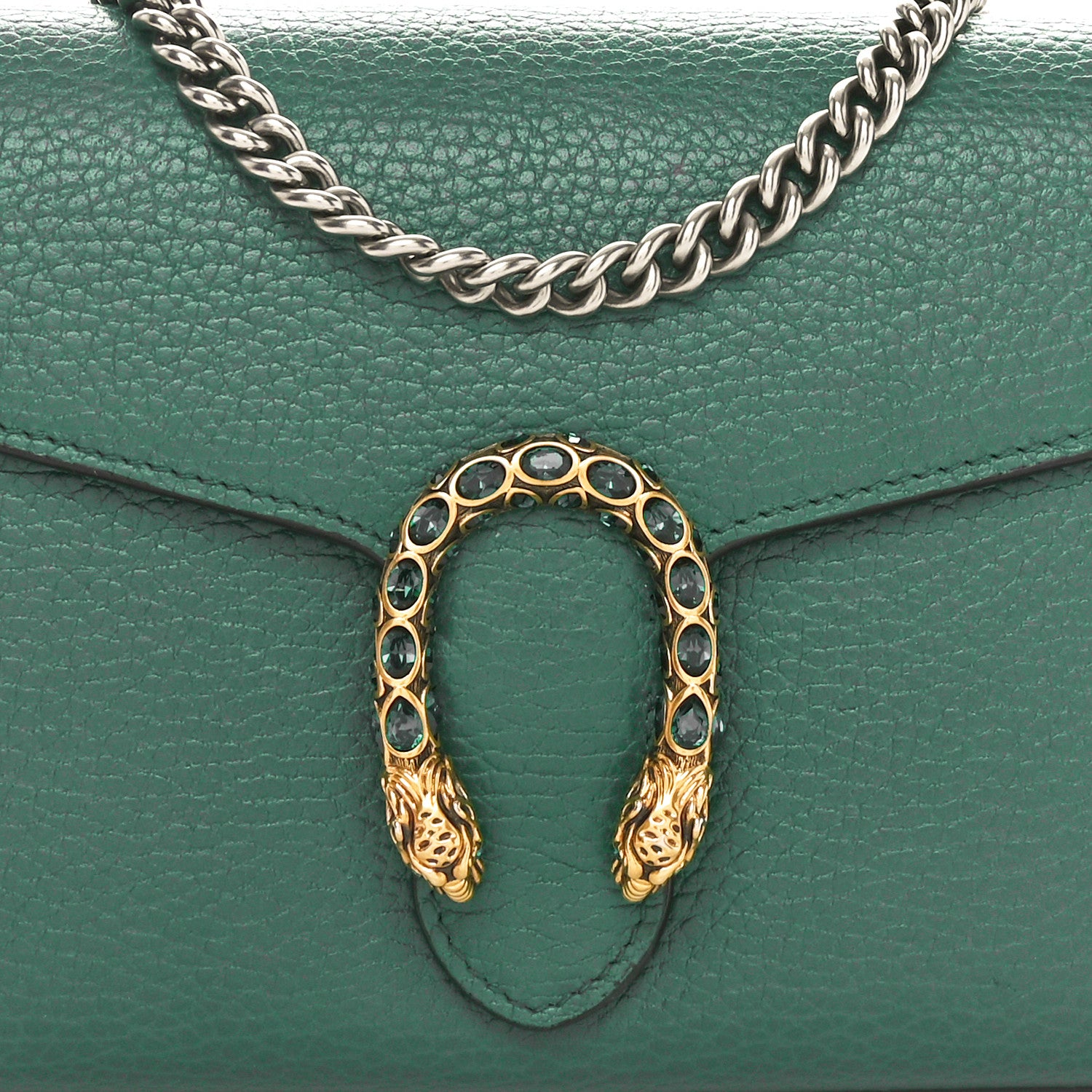 Gucci Calfskin Mini Dionysus Chain Wallet Emerald 8 of 10