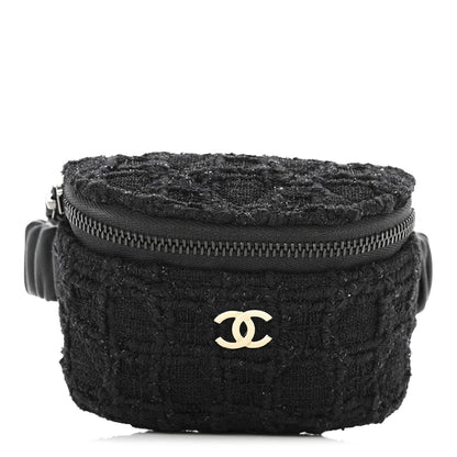 Chanel Tweed Lambskin Quilted Arm Coin Purse Black 1 of 10