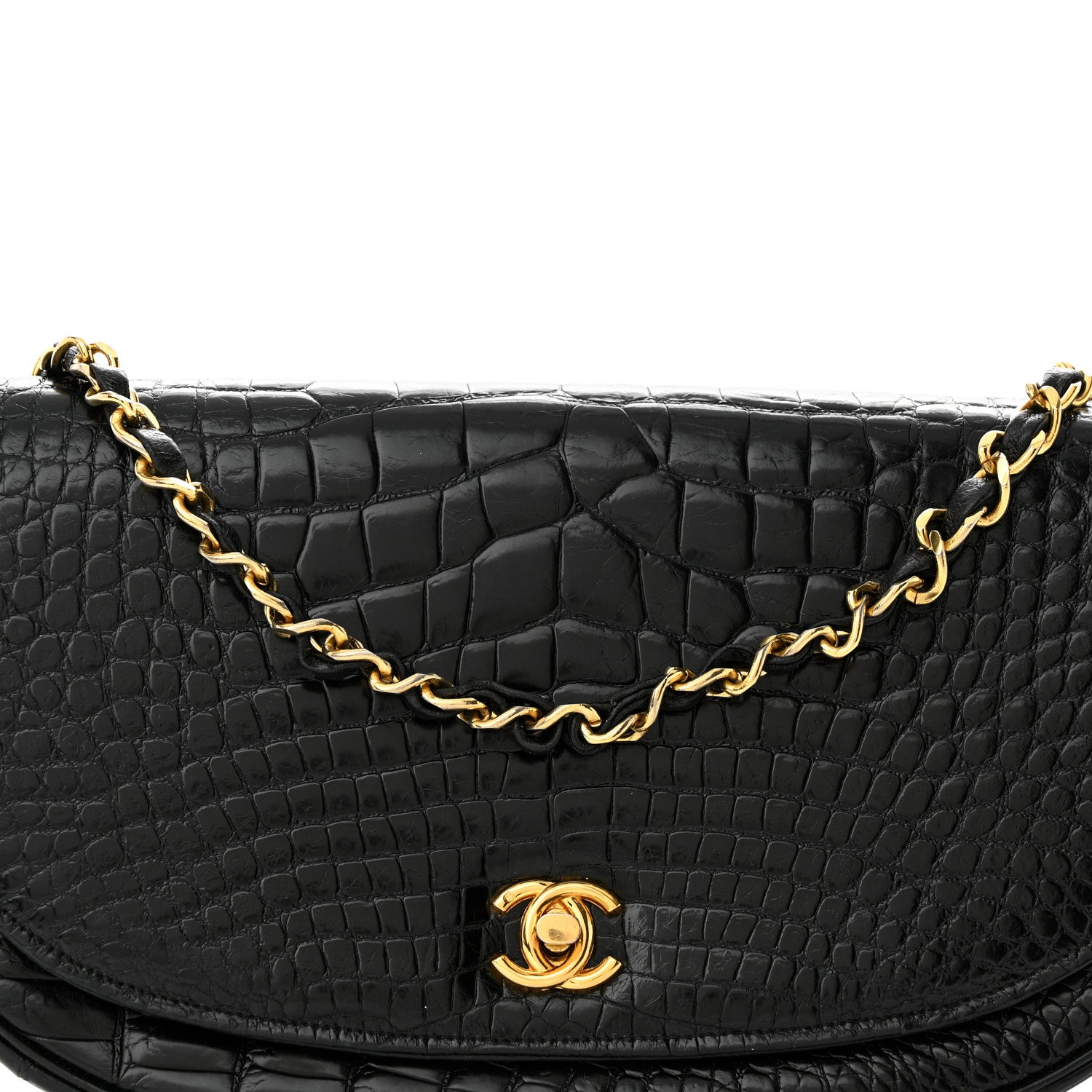 Chanel Shiny Crocodile Evening Flap Black 8 of 10