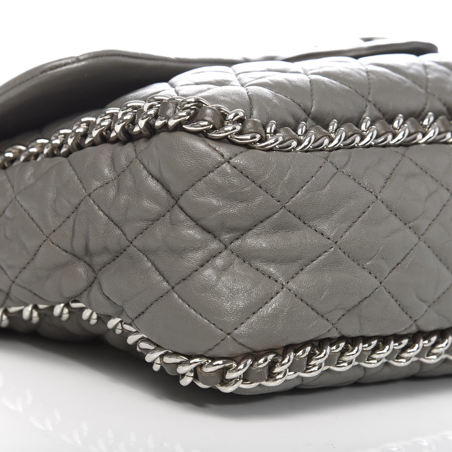 Chanel Washed Lambskin Quilted Maxi Chain Around Flap Taupe 10 of 12