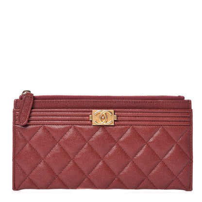 Chanel Caviar Quilted Classic Zip Boy Pouch Burgundy 1 of 12