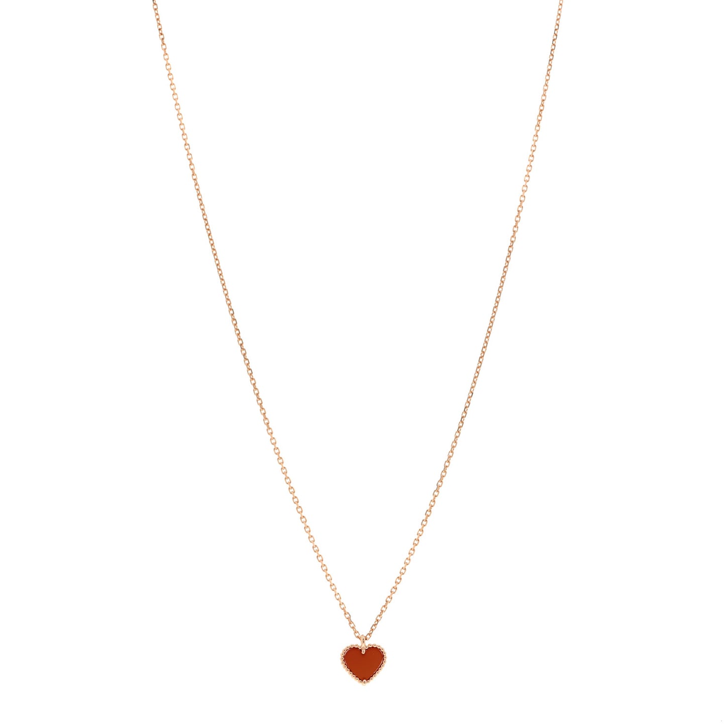 18k Rose Gold Carnelian Sweet Alhambra Heart Pendant Necklace