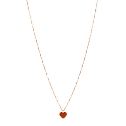 Van Cleef & Arpels 18k Rose Gold Carnelian Sweet Alhambra Heart Pendant Necklace 1 of 6