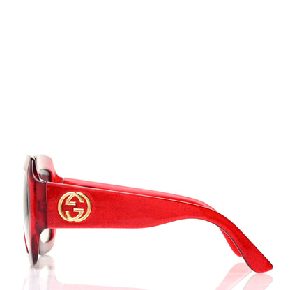 Gucci Acetate Square Frame Sunglasses GG0036S Glitter Red 3 of 8