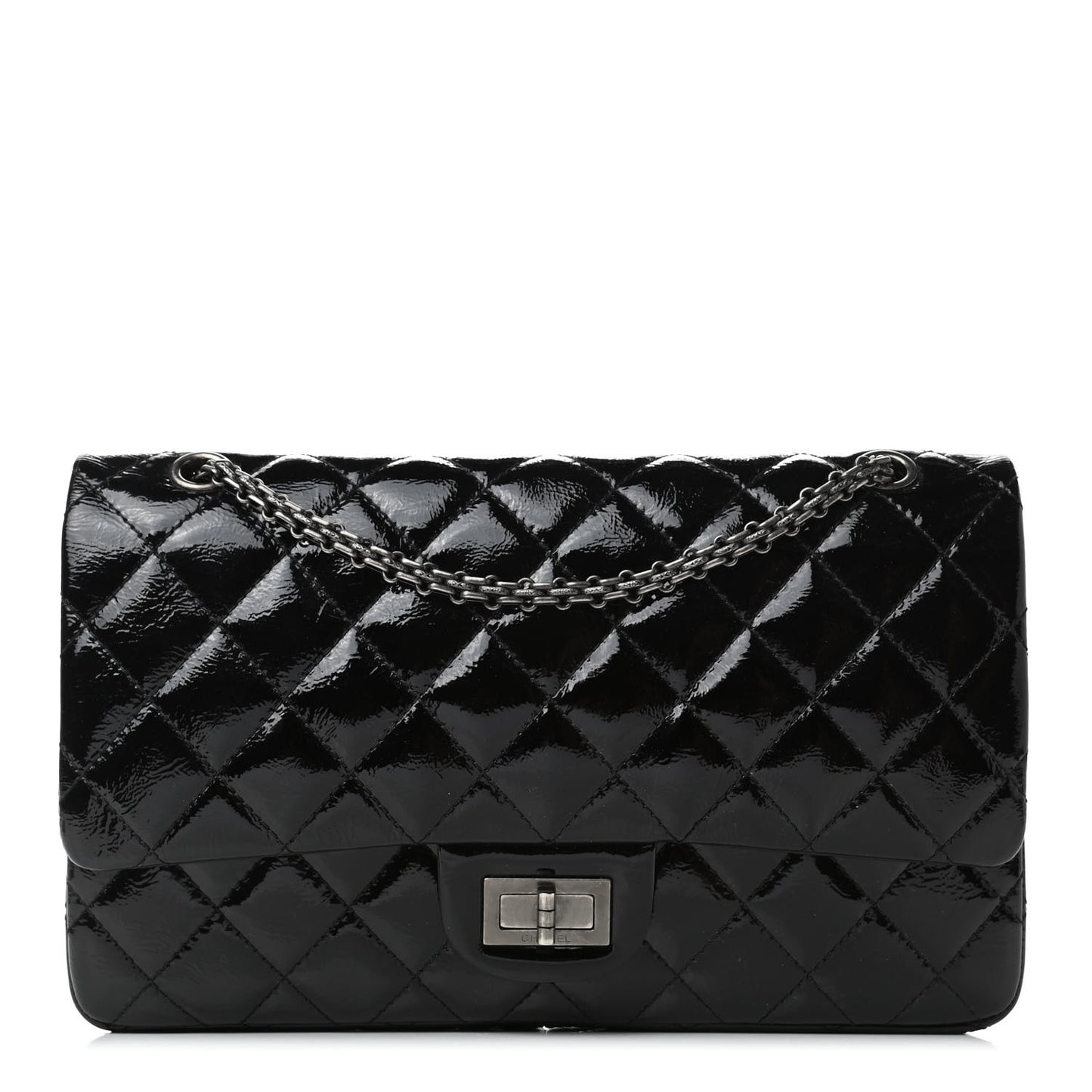 Distressed Patent Quilted 2.55 Reissue 227 Flap Black