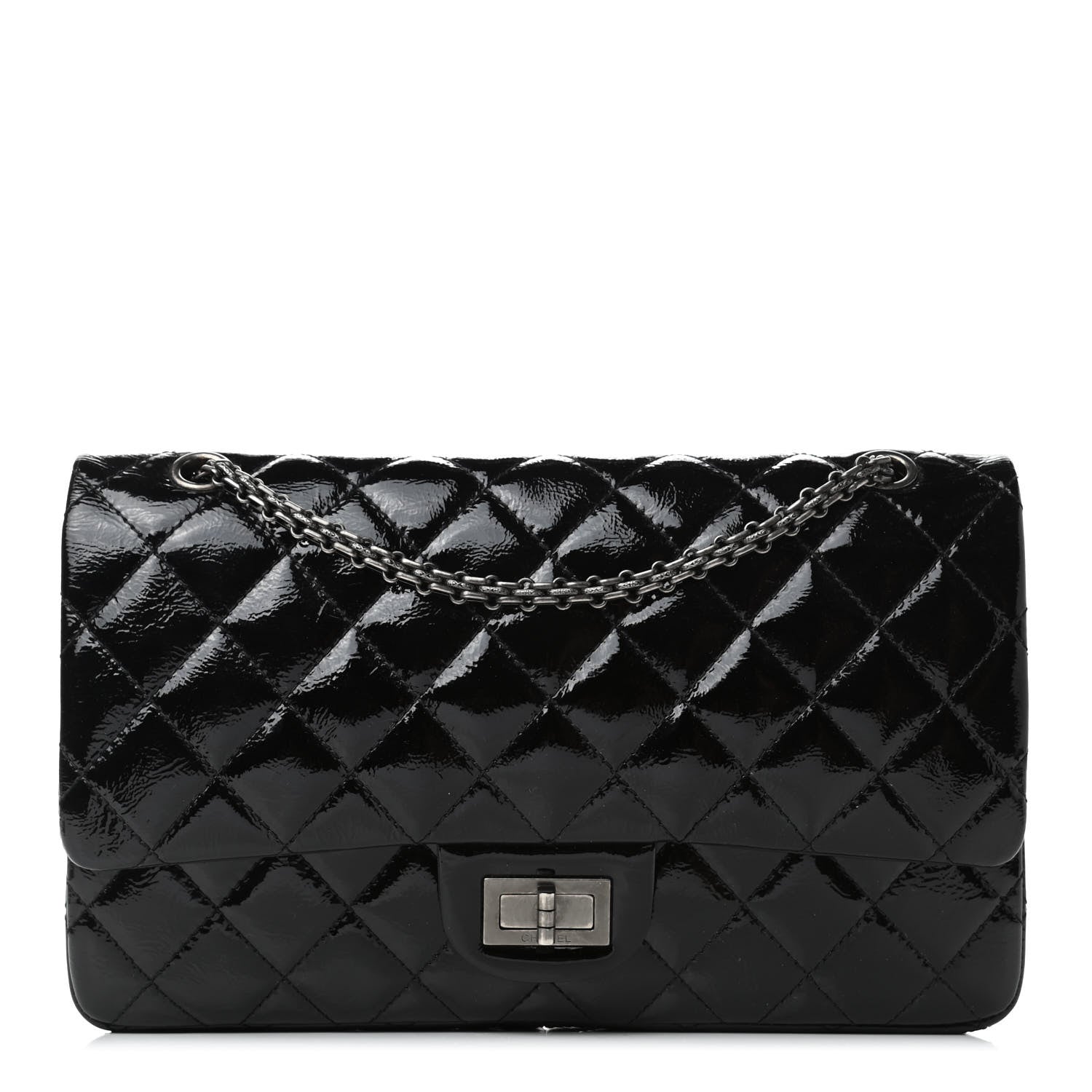 Chanel Distressed Patent Quilted 2.55 Reissue 227 Flap Black 1 of 4
