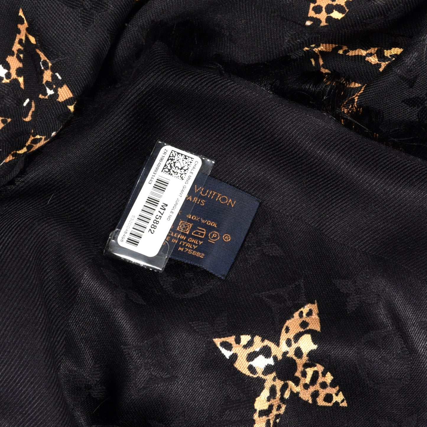 Wool Silk Monogram Giant Jungle Shawl Black