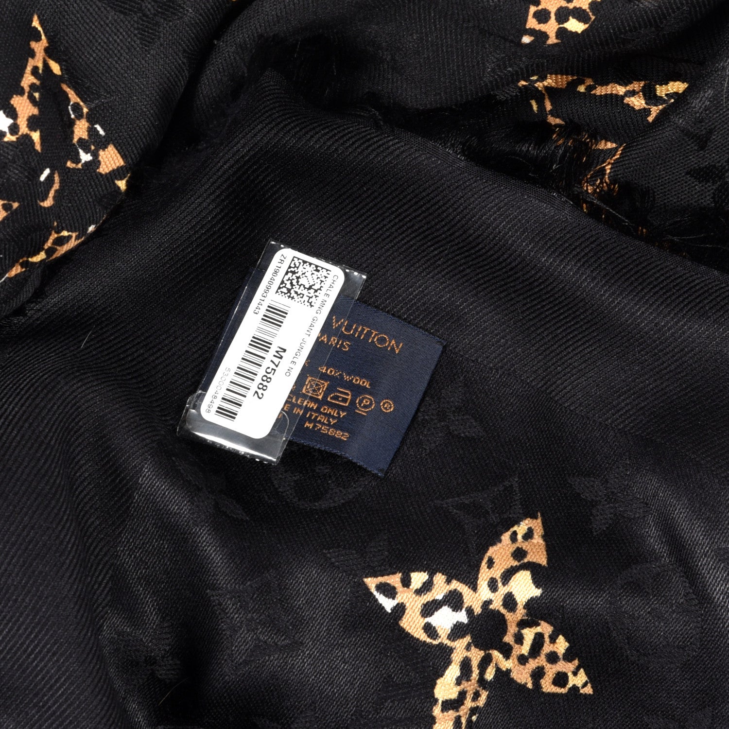 Louis Vuitton Wool Silk Monogram Giant Jungle Shawl Black 4 of 4