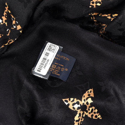 Louis Vuitton Wool Silk Monogram Giant Jungle Shawl Black 4 of 4