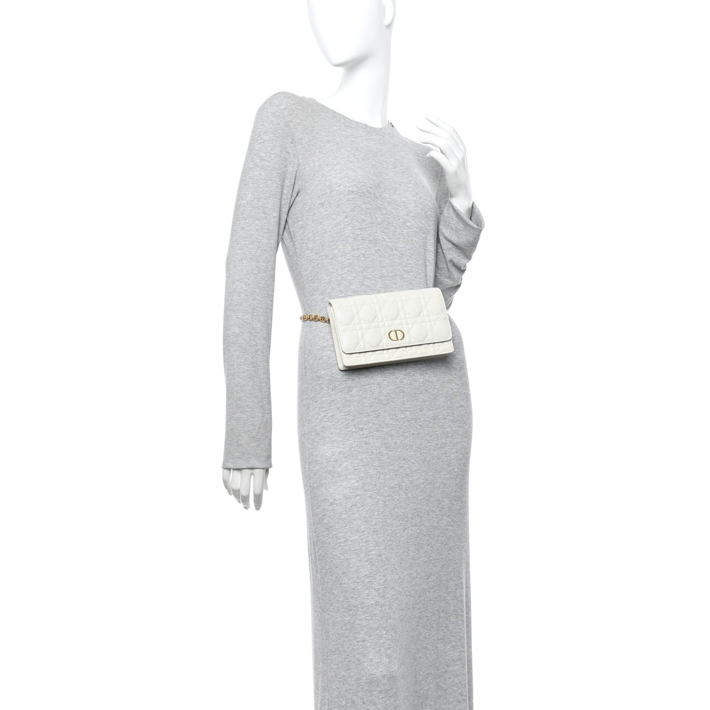 Supple Calfskin Caro Pouch with Chain Latte
