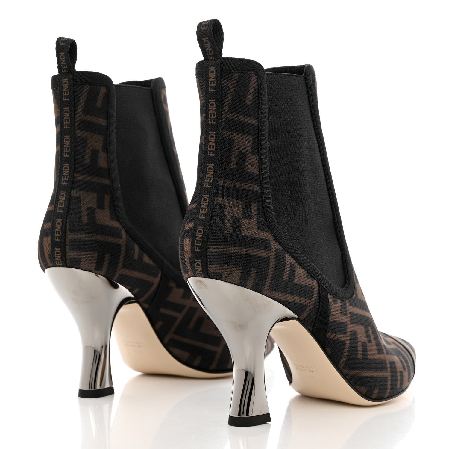 Fendi Mesh Tulle FF Colibri 85mm Ankle Booties 38.5 Tobacco Moro Black 4 of 8