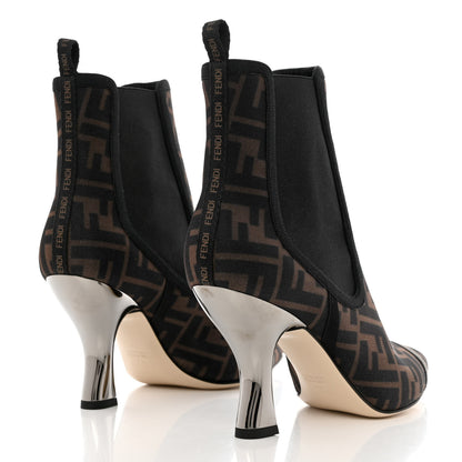 Fendi Mesh Tulle FF Colibri 85mm Ankle Booties 38.5 Tobacco Moro Black 4 of 8