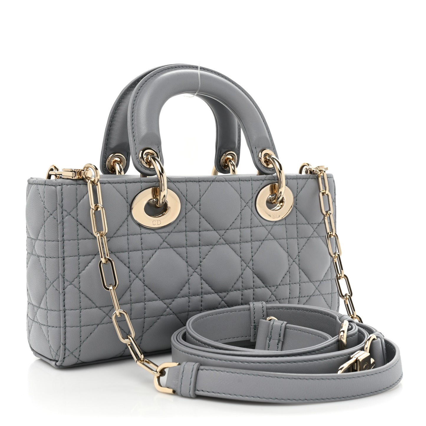 Lambskin Cannage Lady D-Joy Ethereal Gray
