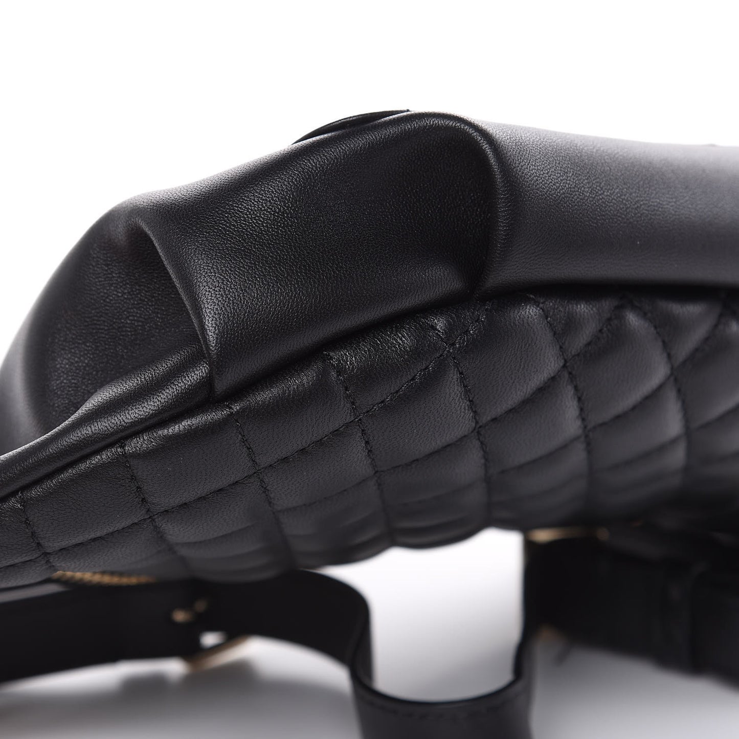Lambskin Quilted Waist Bag Fanny Pack Black