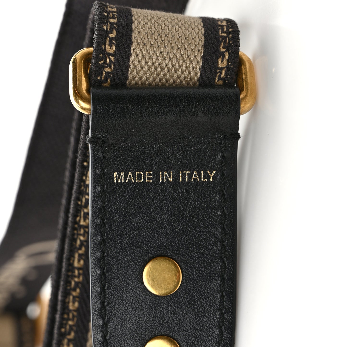 Canvas Embroidered Shoulder Strap Ecru Black