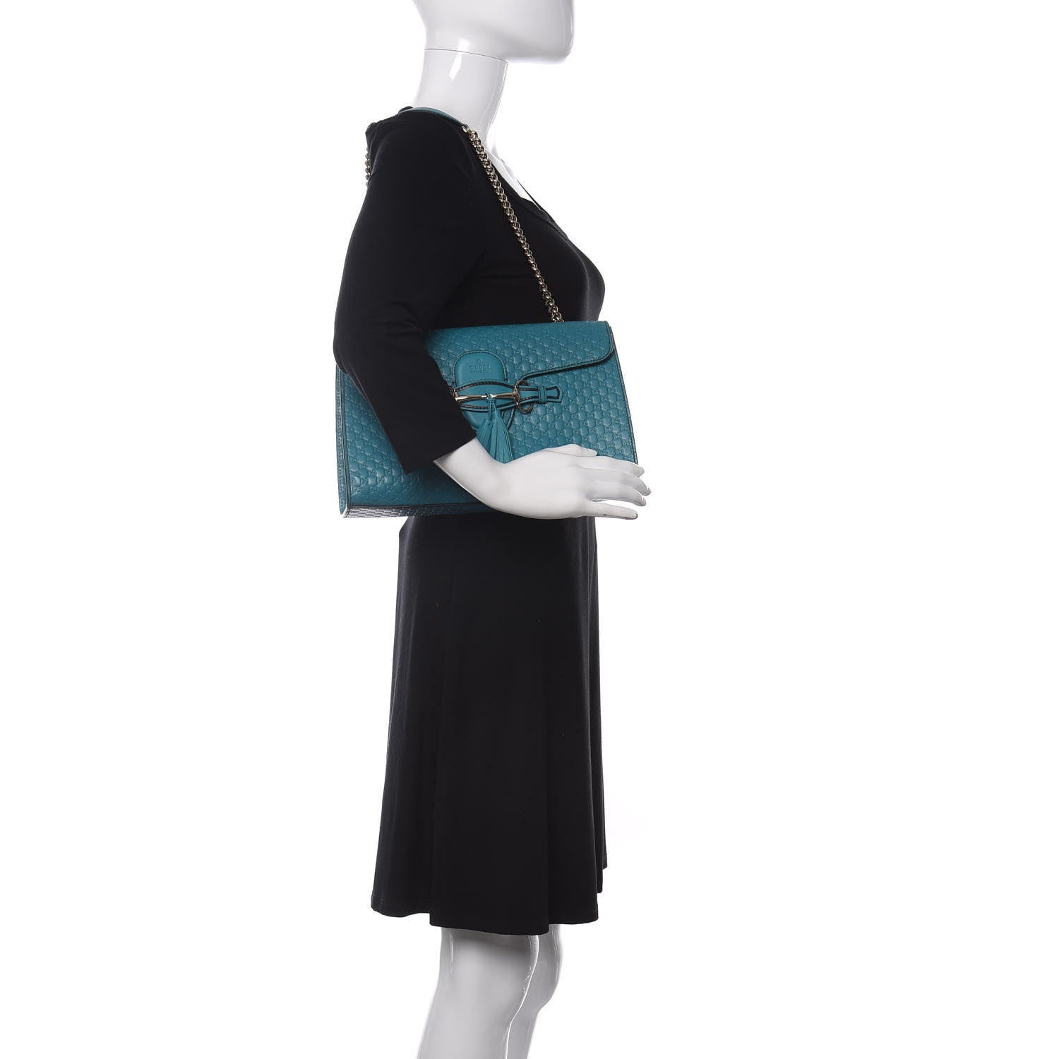 Gucci Soft Microguccissima Medium Emily Chain Shoulder Bag Deep Cobalt 2 of 10