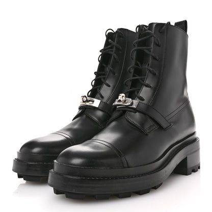 Hermes Glossed Calfskin Funk Ankle Boots 39 Black 4 of 11