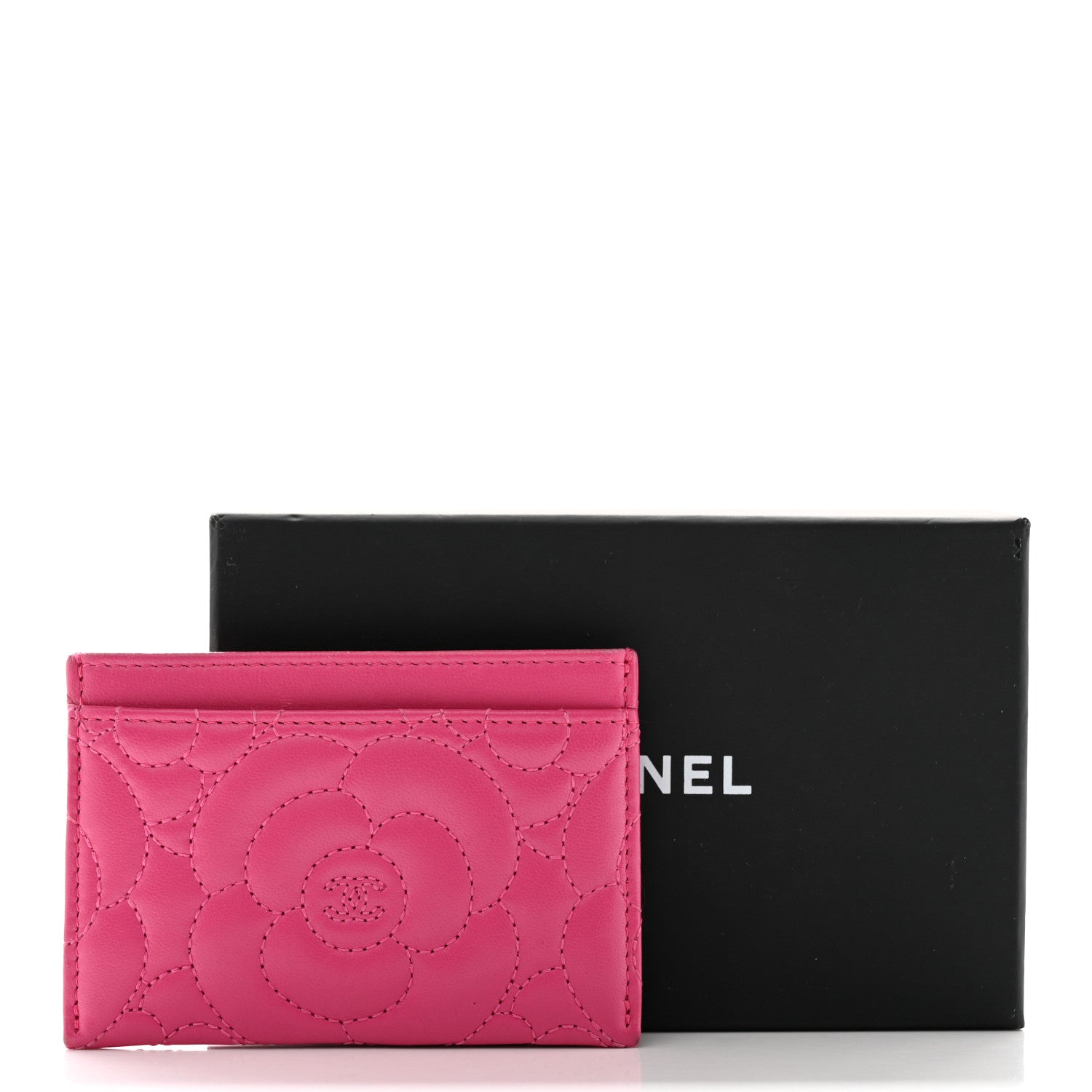 Chanel Lambskin Camellia Embossed Card Holder Fuchsia 13 of 13