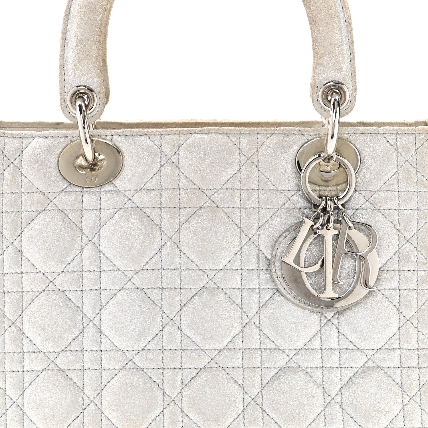 Christian Dior Metallic Nubuck Cannage Medium Lady Dior Silver 8 of 10