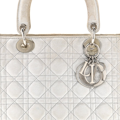 Christian Dior Metallic Nubuck Cannage Medium Lady Dior Silver 8 of 10