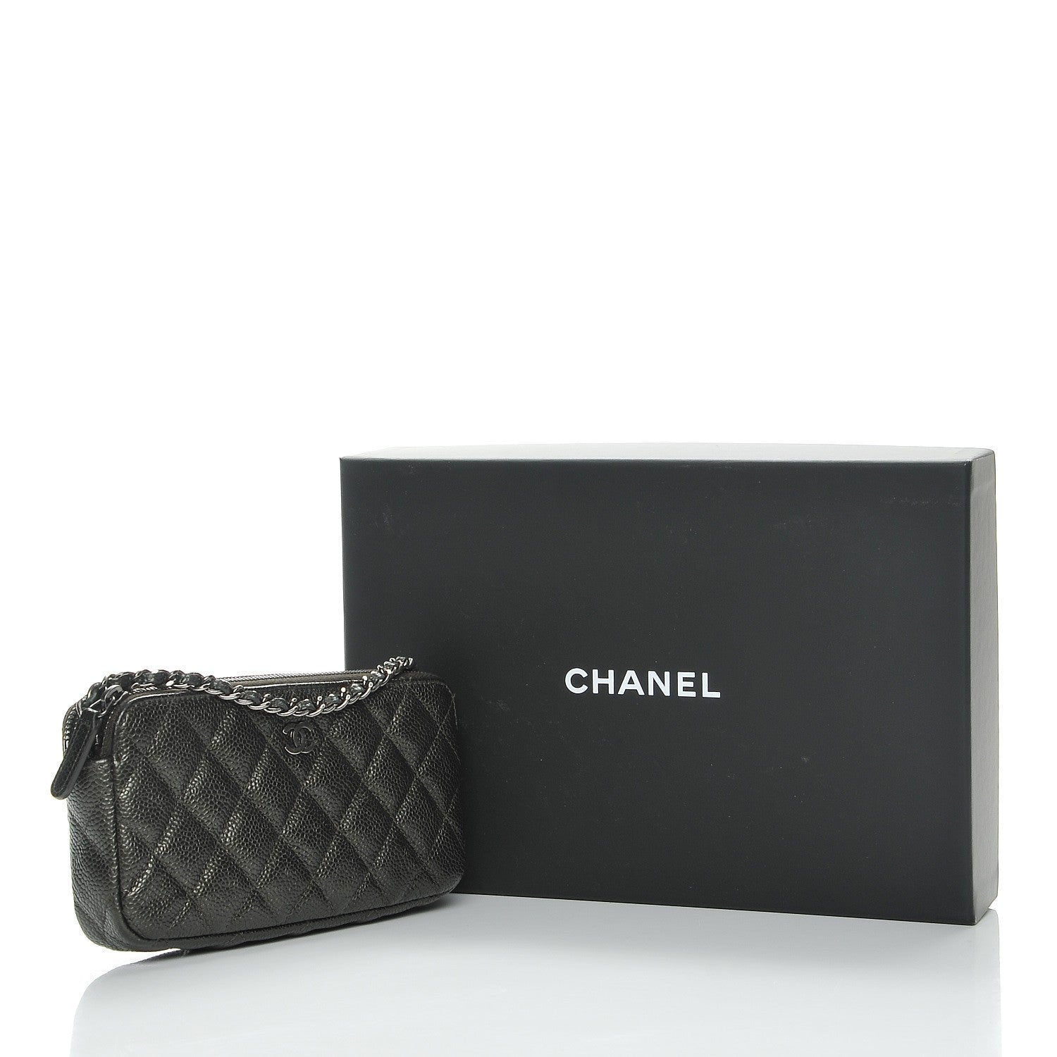 Chanel Caviar Quilted Small Clutch With Chain Dark Charcoal 9 of 12